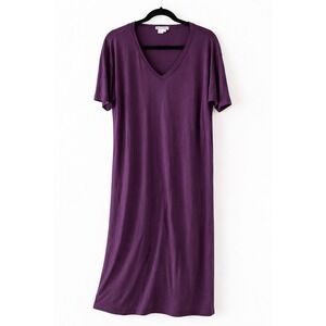 WinterSilks 100% Silk Jersey T Shirt Dress Purple Relaxed Lounge Dress XXL